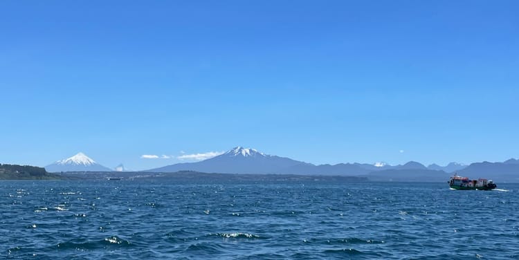 Departing Puerto Montt, Chile January 25, 2005 (Osorno Volcano Left, Calbuco Volcano, Center)